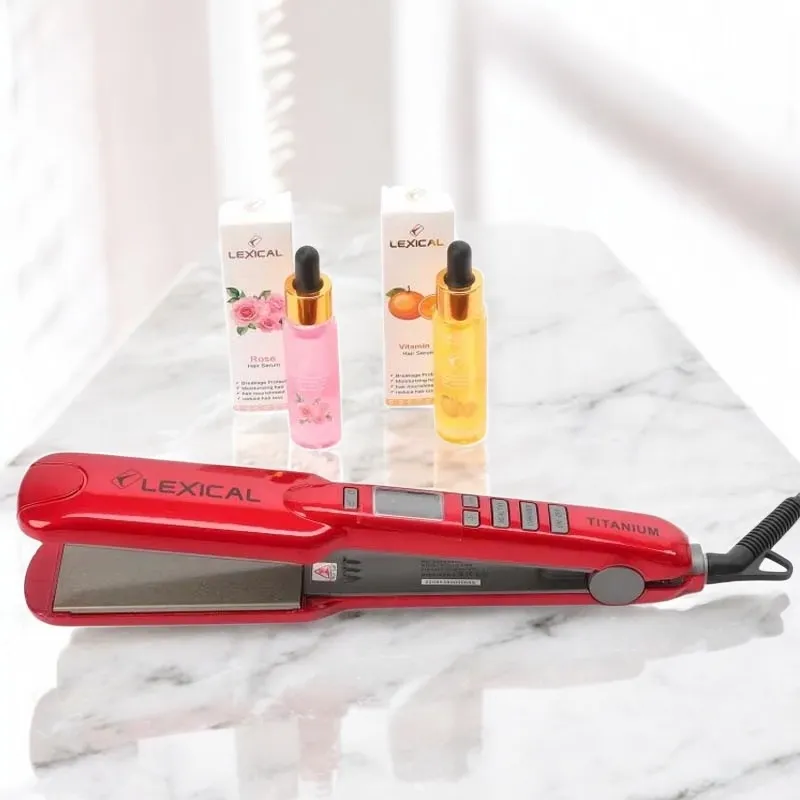 Plaque Cheveux Lexical LHS5380 + 2 Huiles De Soin Capillaire - Rouge