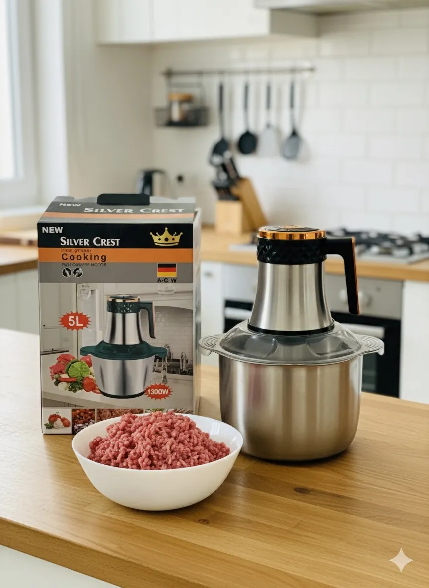 Hachoir à Viande En Inox Silver Crest - 1300 Watts - 5 Litres