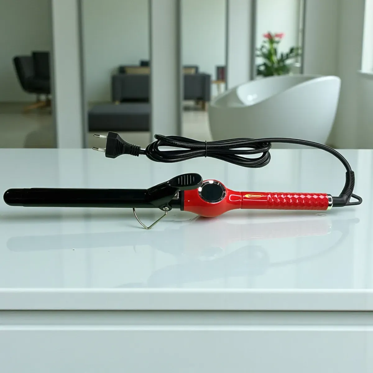 Boucleur de Cheveux avec Afficheur Florence HK450-4-75W - Rouge - Céramique - 22 mm